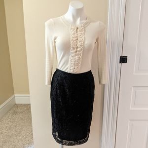 Vintage Ann Taylor black lace beaded skirt